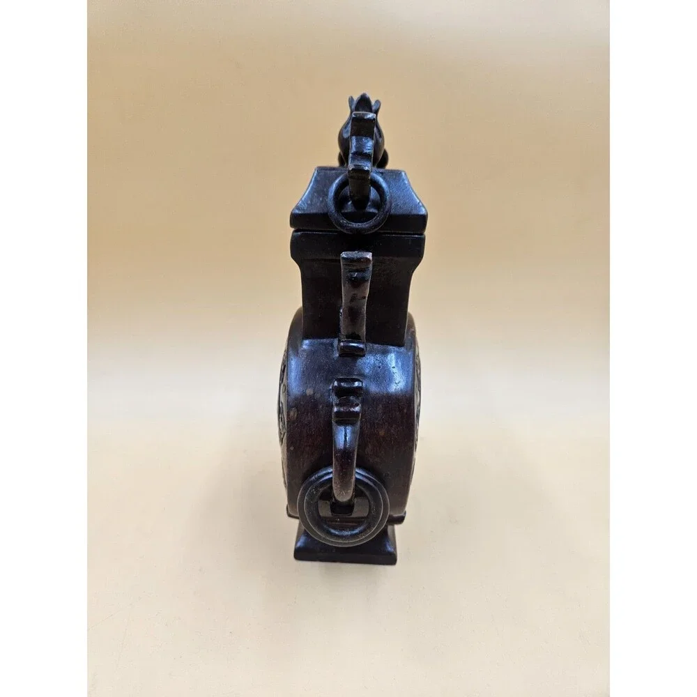 Hand Carved Chinese Jade Imperial Vase Incense Holder Floral Motif Lid Rings